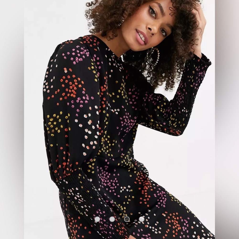 Never Fully Dressed Black Multicolor Midi Dress